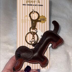 Piper K Leather Dog Keychain genuine leather